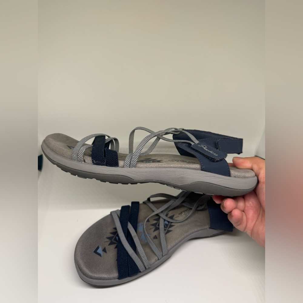 Skechers Gray and Blue Sandals with Sporty Design